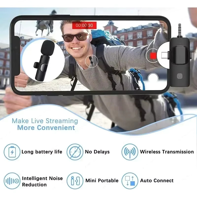 Basix Mini-Funkmikrofon Schwarz – Kabelloses Lavalier-Mikrofon mit Geräuschunterdrückung für iPhone und Android zur Nutzung bei Interviews und Vlogs - Bild 6