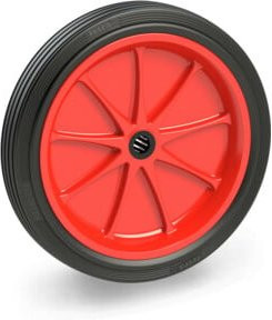 Fetra Vollgummirad mit Rille in Schwarz und Rot, Durchmesser: 40 mm, Breite: 74 mm - Bild 1