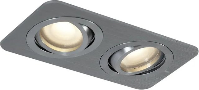 QAZQA AlberTo Zweiflammiger Einbaustrahler Gunmetal Rund, IP44 Dreh- und Schwenkbar für Badezimmer, GU10, Durchmesser: 50 mm - Bild 1
