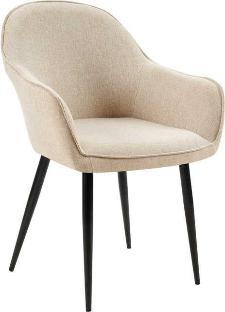 CLP Esszimmerstuhl Boise Polsterstuhl mit Stoffbezug und Metallgestell in Beige - Bild 1