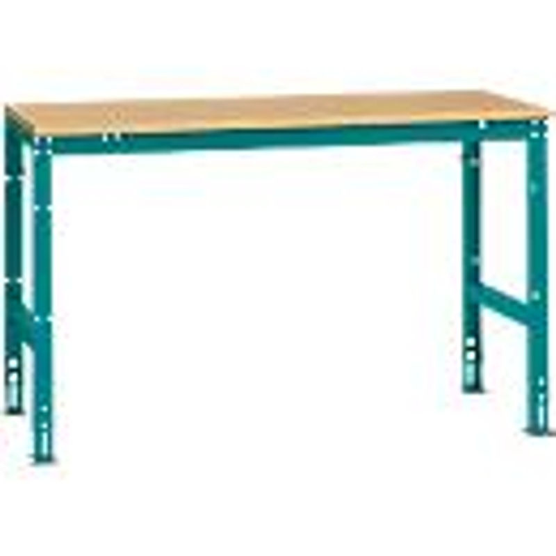 Manuflex Arbeits-Grundtisch UNIVERSAL Standard mit Multiplexplatte, Wasserblau, B/T/H: 150 x 80 x 76-87 cm - Bild 2