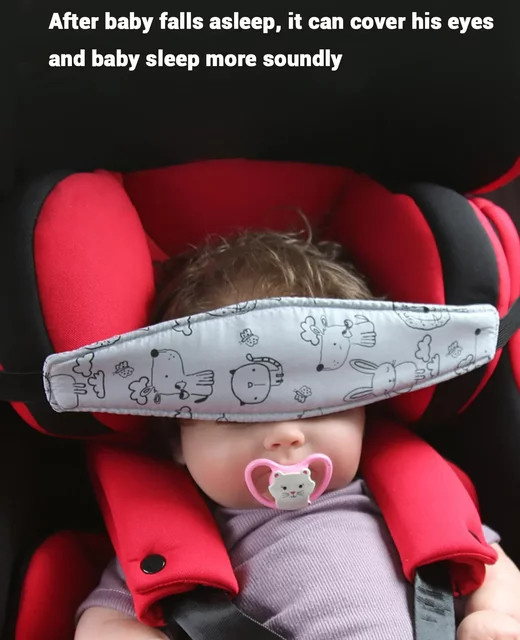 Verstellbarer Kopfbefestigungsgurt für Babys in Blau als Sicherheitskissen für Autositz und Kinderwagen - Bild 1