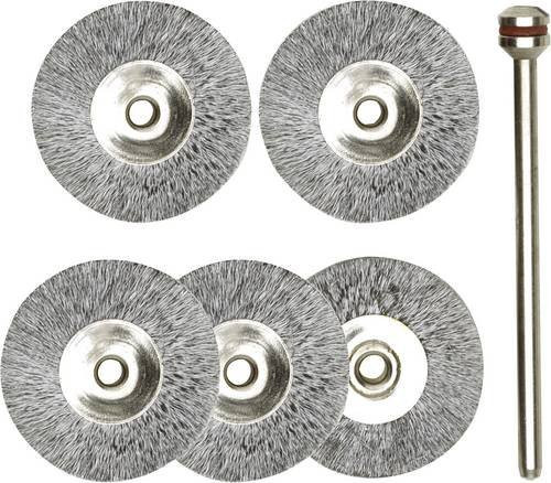 Proxxon Micromot Rund-Bürstensatz aus Stahl in Silber, 5 Stück mit 1 Träger für Metall und Holz - Bild 1