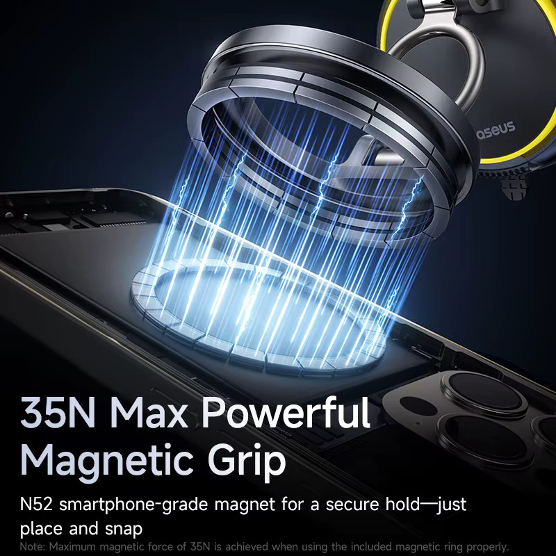 Baseus Magnetischer Autotelefonhalter mit Vakuum-Saugnapf und 360 Grad Rotation in Schwarz - Bild 4