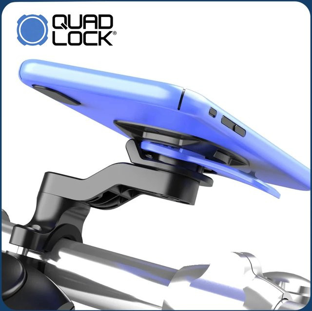 Quad Lock Universelle Smartphone-Halterung mit Vibrationsdämpfer für Motorrad, Fahrrad und Scooter in Schwarz und Rot - Bild 1
