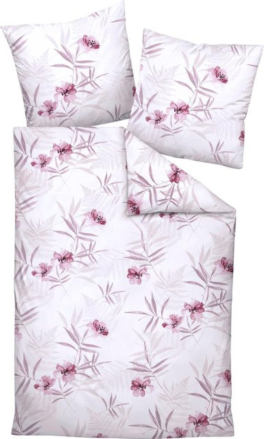 Bettwäsche Janine mit floralem Blümchendessin in Pink, 100% Baumwolle, B/H: 135 x 200 cm und 80 x 80 cm mit Reißverschluss - Bild 1