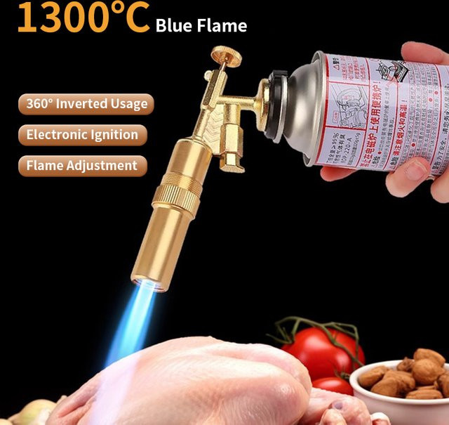 RESISTLAND Gasbrenner mit Autozündung in Gold für Schweißen, Löten und Outdoor-Einsätze - Bild 1