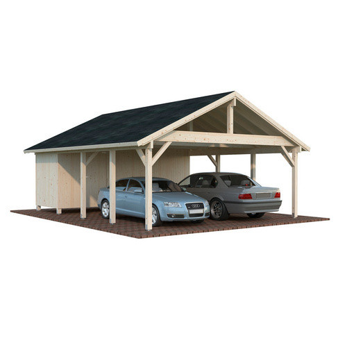 Palmako Carport Robert mit Geräteraum aus Fichtenholz in Braun, B/T/H: 637 x 764 x 363 cm - Bild 2