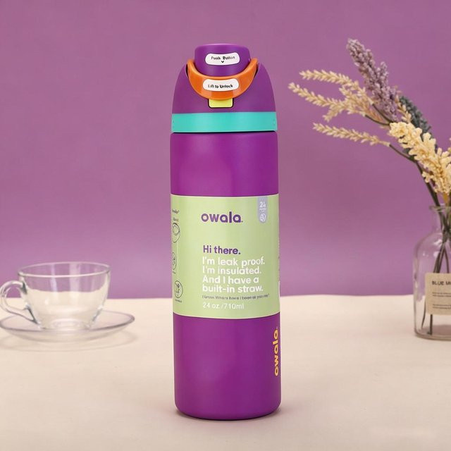 Owala Isolierter Reisebecher mit doppeltem Trinkdeckel 24oz in Purple - Bild 1