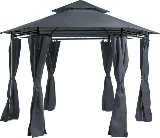 Beliani Pavillon PORTEL in Graphitgrau mit Stahlgestell und Polyesterbespannung B/T/H: 350 x 350 x 270 cm - Bild 1