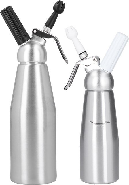TOPINCN Creme-Whipper aus Aluminiumlegierung in Silber mit 3 Dekorationsdüsen für Kuchen und Desserts, 500 ml oder 1000 ml - Bild 1