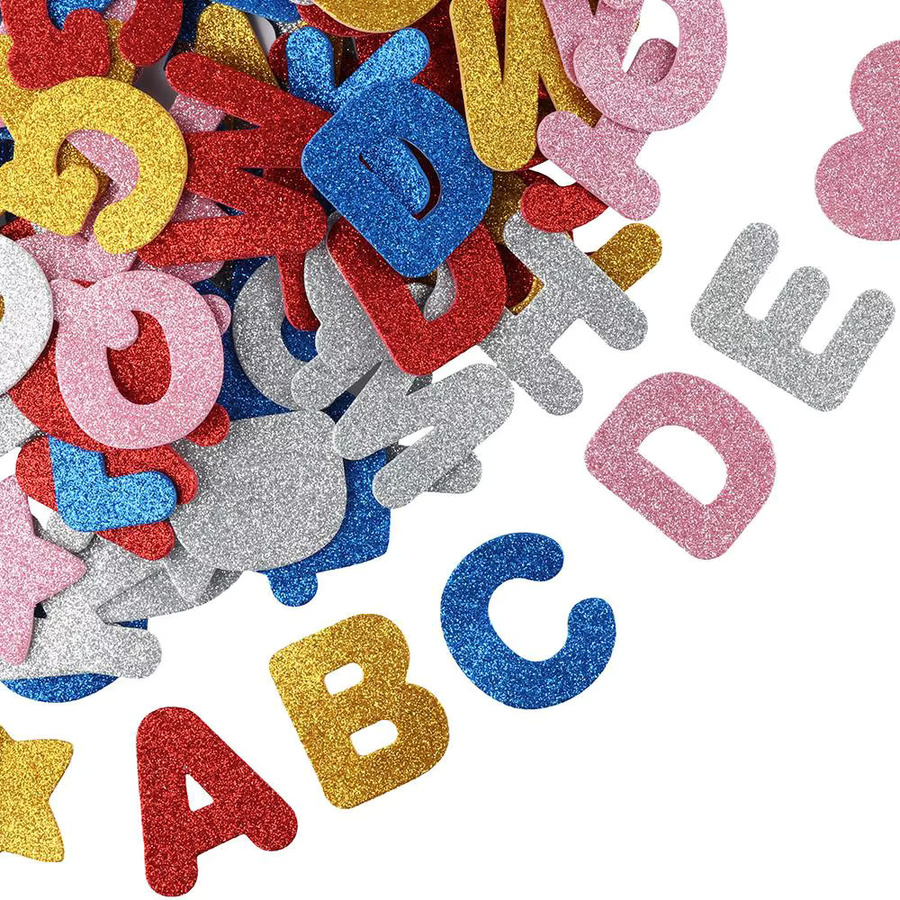 140 Stück selbstklebende EVA Glitzer Schaum Buchstabenaufkleber in Bunt, Alphabet A-Z mit 4,3 cm Durchmesser für Sammelalben und Bastelarbeiten von Genenic - Bild 3