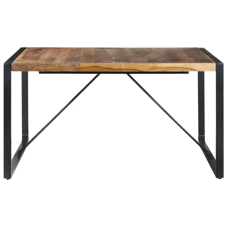 vidaXL Esstisch aus Massivholz in quadratischer Form, B/T/H: 140 x 140 x 75 cm, Farbe: Braun/Schwarz, Industrial Design mit Akazien- und Gummholz - Bild 2