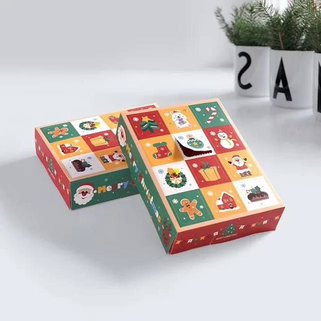 10 Stück Weihnachts Adventskalender Blind Box mit 12 Gittern als Überraschungsbox für Kinder, Mehrfarbig - Bild 1