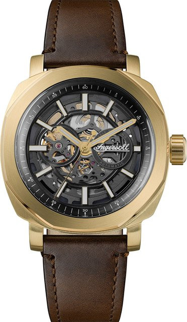 Ingersoll Herrenuhr Automatik, Edelstahl, 44 mm, Leder, Schwarz, 5 ATM - Bild 1