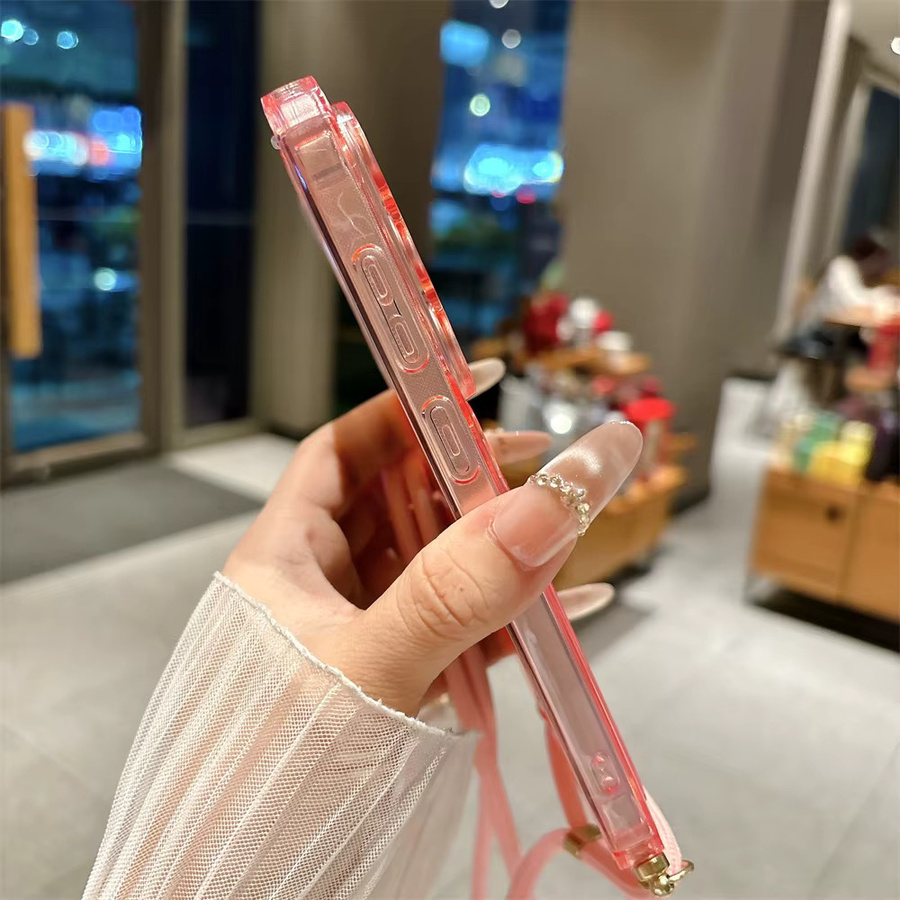 Transparente Kartentasche als Umhängetasche mit Riemen und Halskette als Hülle für Samsung Galaxy S26 S25 S24 S23 Ultra Plus S22 S21 FE A55 A54 A53 Cover in Schwarz oder Transparent - Bild 2