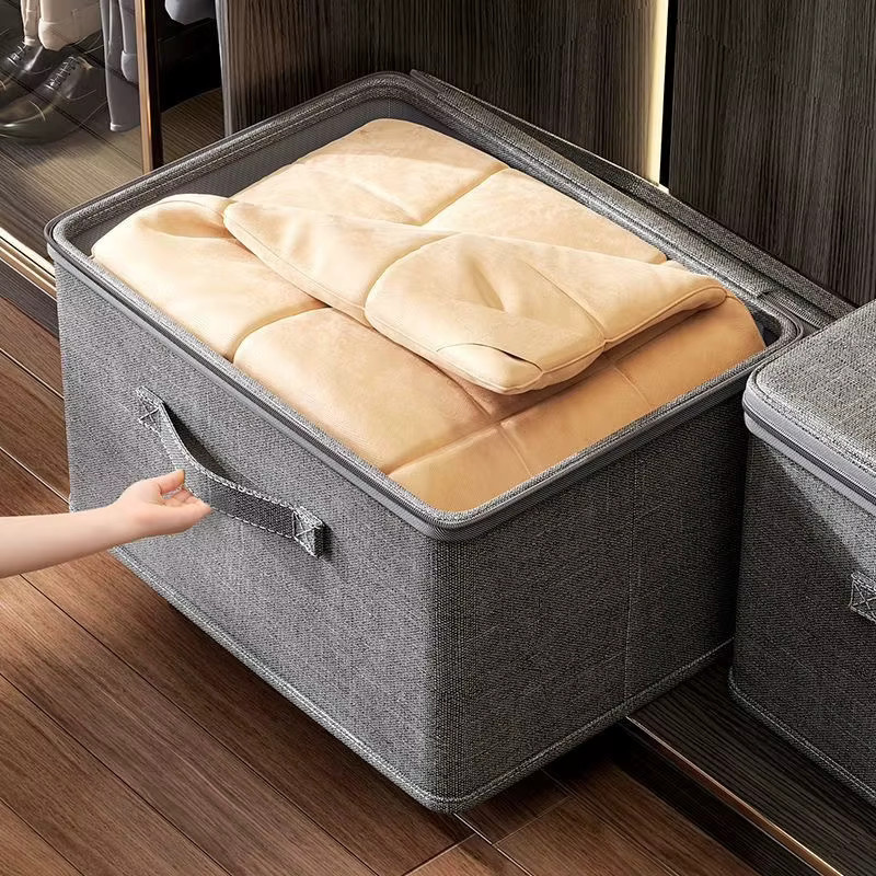 Meltset Faltbare Kleideraufbewahrungsbox mit Reißverschluss in Grau, Aufbewahrungsbox aus Stoff für Kleidung und Spielzeug, B/T/H: 30,0 x 20,0 x 14,0 cm - Bild 4