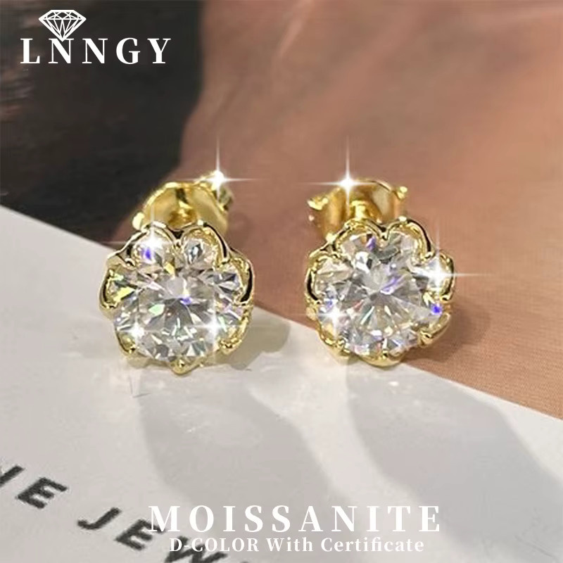Lnngy Moissanit-Ohrstecker, 14 Karat Gold gefüllt, Damen - Bild 4