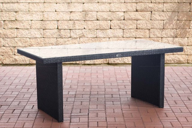 TPFGarden Tisch Avan aus Polyrattan und Glas in Schwarz, B: 180 cm - Bild 1