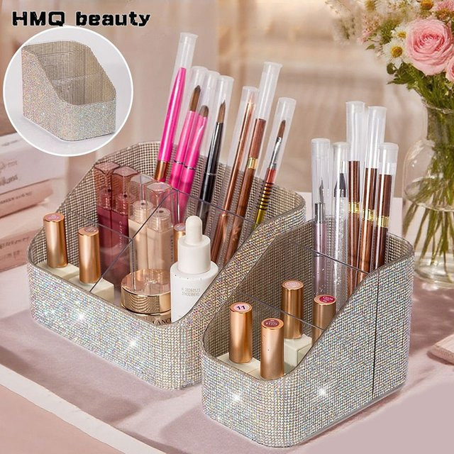 3grid Make-Up Pinsel Lagerung Box, Acryl, Pink, Transparent - Bild 1