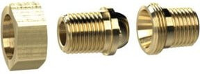 Riegler Doppelgewindenippel konisch dichtend aus Messing in Gold, R 3/4 a. / R 3/4 a. - Bild 1