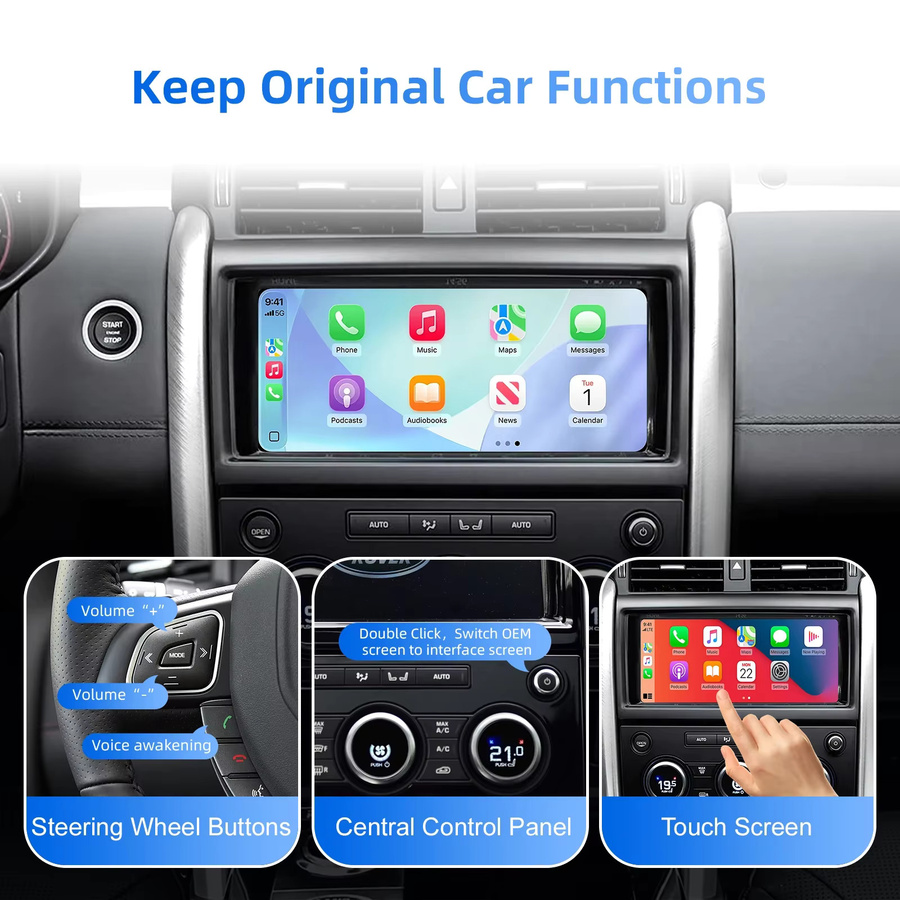 ANYFAR Drahtloses CarPlay und Android Auto Retrofit Kit für Jaguar XE XF F-Type 2016–19 mit 8 Zoll oder 10,25 Zoll Bildschirm unter Beibehaltung der OEM-Steuerung - Bild 3