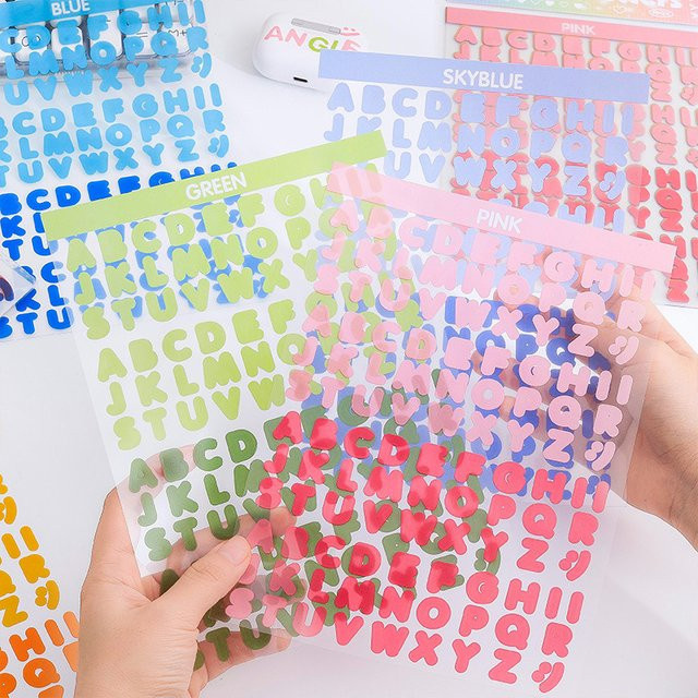 Mr.Paper Wasserfeste PET-Aufkleber mit englischen Buchstaben für Handbücher und kreative Malerei, 8 Teile pro Paket, Mehrfarbig - Bild 1