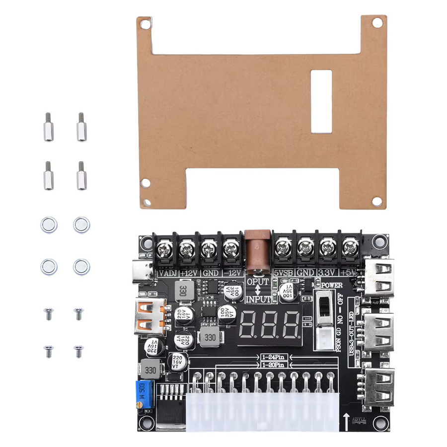 Diymore ATX Power Adapter Board mit einstellbarer Spannung, rotem Digital Display und USB-C Unterstützung für PD 2.0/PD 3.0, 20/24 Pin Modul in Rot und Schwarz - Bild 4