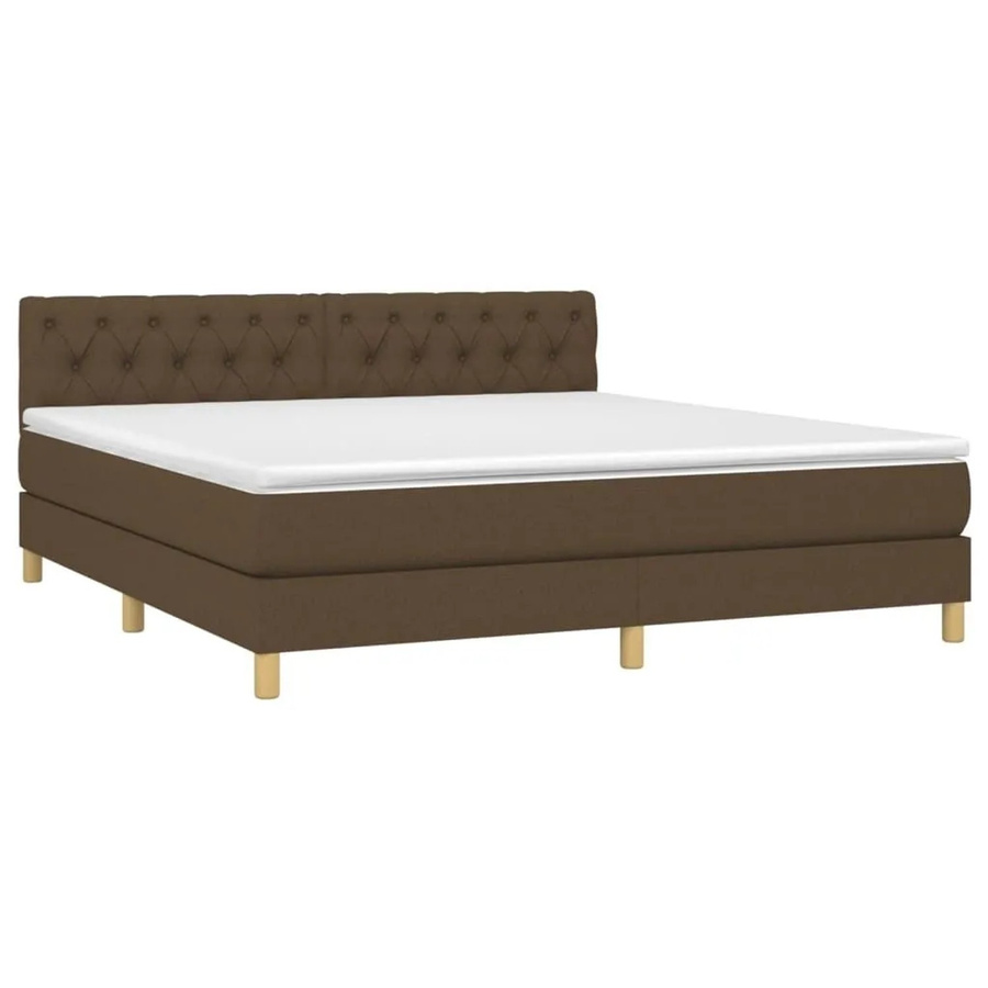 vidaXL Boxspringbett mit Matratze in Dunkelbraun, Hybridbett mit LED-Unterbettbeleuchtung und USB-Ladeanschluss, B/T: 160 x 200 cm - Bild 2