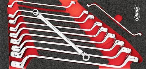 Vigour Doppel-Ringschlüssel-Satz V6722N, 11-teilig, rot/silber, 6 x 7 mm bis 25 x 28 mm - Bild 1