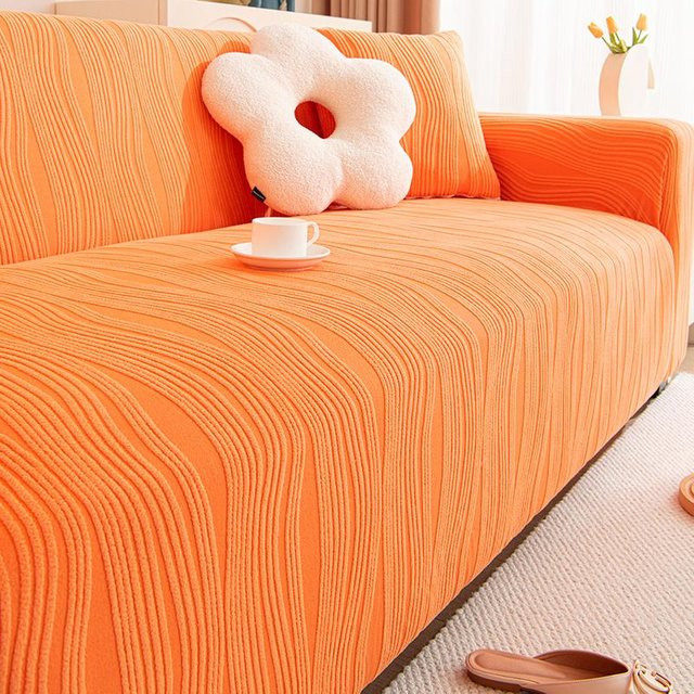 Einfarbiger elastischer Sofabezug von Your Warm Home in Orange, Spandex-Schonbezug für Ecksofas und Couchstühle, Breite: 90-140 cm - Bild 1