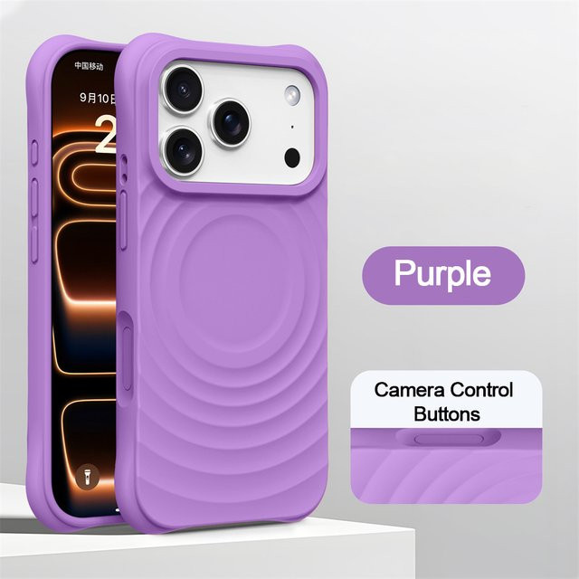lolozzx MagSafe Wasserwellen Flüssigsilikon Handyhülle mit Magnet für iPhone 17 16 15 14 Pro Max Air in Pink und Purple - Bild 1