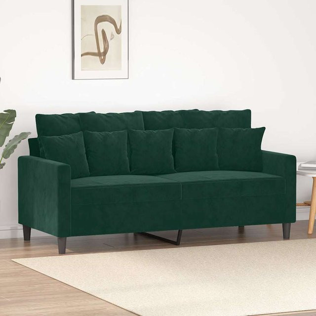 vidaXL 2-Sitzer-Sofa in Dunkelgrün mit Samtbezug und Metallrahmen - Bild 3