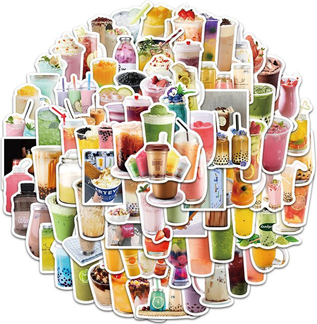90 Stück Kawaii Perle Milch Tee Aufkleber wasserfest multicolor von BulingBulingStickers Shop - Bild 1