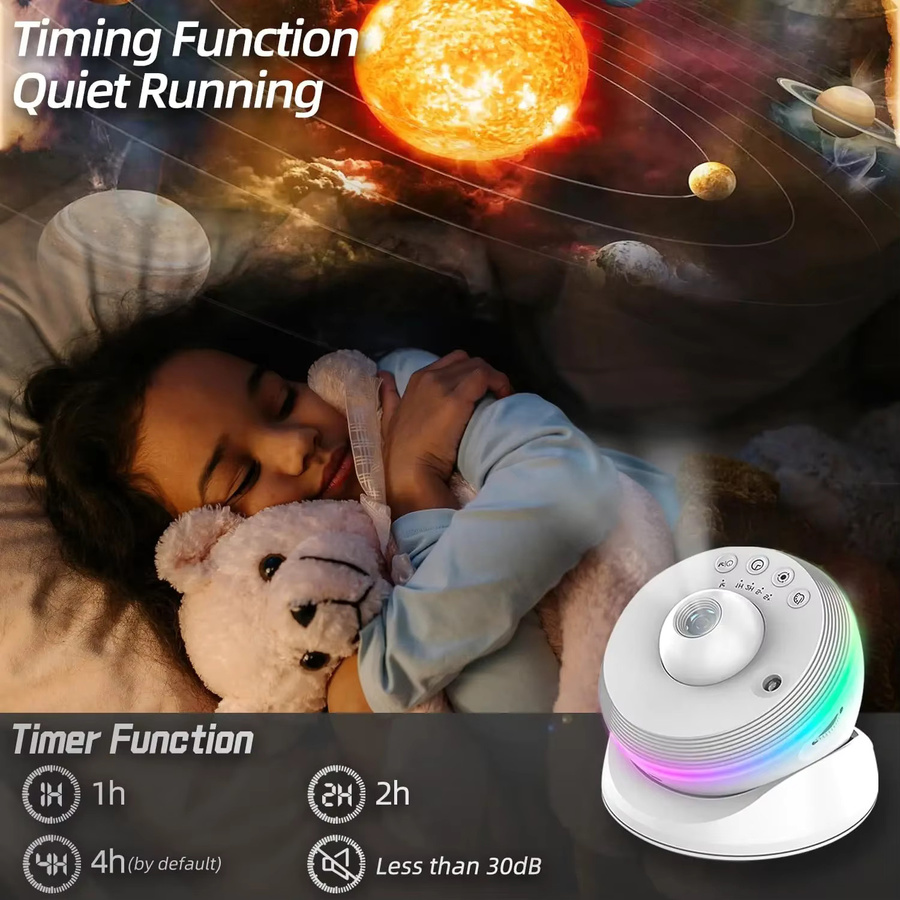 SKYSHADOW 13 in 1 Galaxy Star Projektor 4K HD Planetariumsprojektor mit 360 Grad Rotation, LED Nachtlicht in Weiß für Schlafzimmer und Kinderzimmer - Bild 5