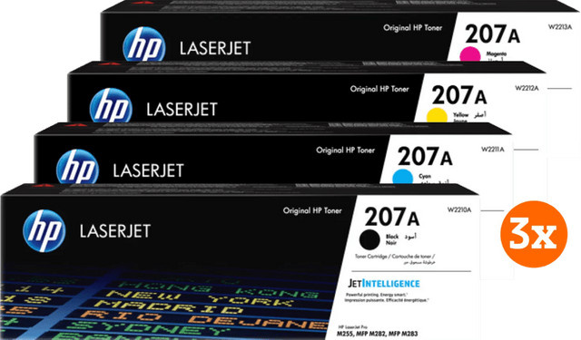 HP 207A Toner Multipack 3er-Set für Laserdrucker in Schwarz, Gelb und Pink - Bild 1