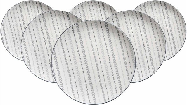 Ritzenhoff & Breker Speiseteller Sendai Ranke in Grau und Weiß, 6er Set, Durchmesser: 27 cm - Bild 1
