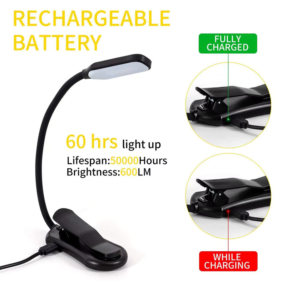 CENSHION LED-Buchleuchte, USB wiederaufladbare Leselampe mit 3 Stufen und flexibler Bauweise - Bild 5