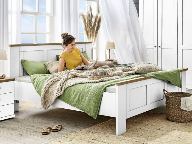 Modernes Bett SANSIBAR AALBORG in Weiss Dekor, B/T: 180 x 190 cm - Bild 1