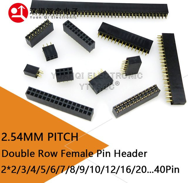 10 Stück Zweireihige Pin Header Buchsen mit 2,54 mm Pitch in Schwarz für Arduino - Bild 1
