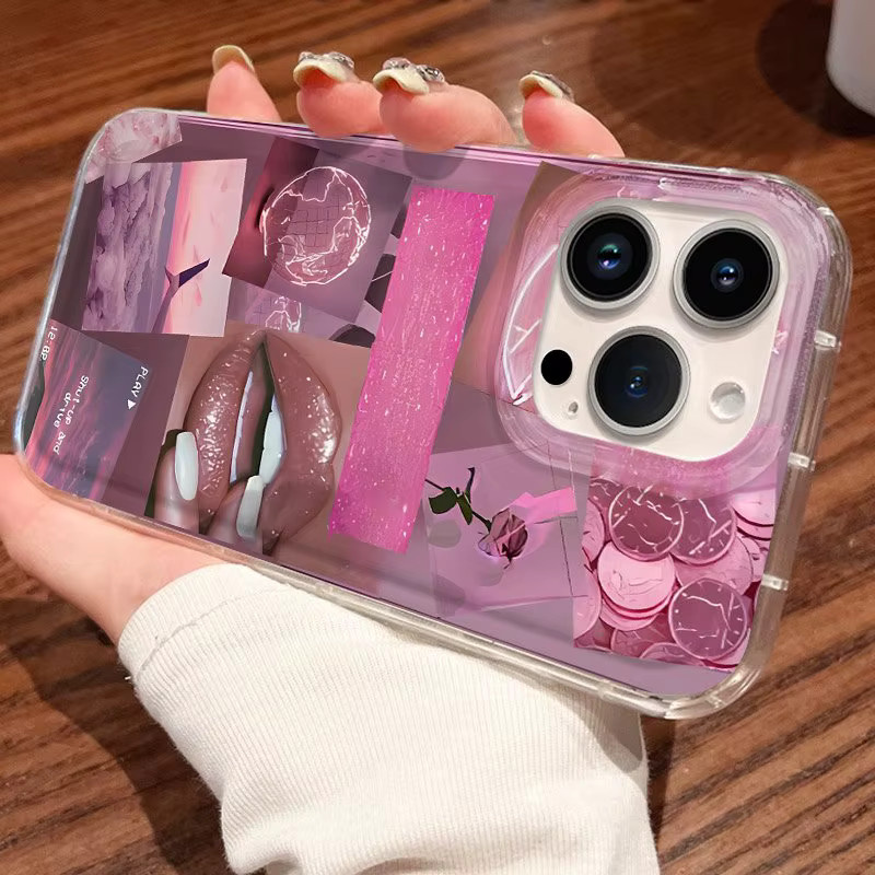 Transparente TPU Handyhülle mit rosa Design für iPhone 11 bis iPhone 17 Pro Max Serie - Bild 2