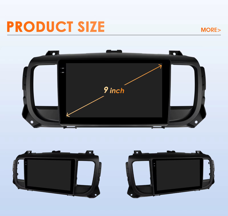 OSSURET Android 14 Multimedia-Autoradio mit Qualcomm 6115 8-Kern-Prozessor für Peugeot Expert 3 und Citroen Jumpy 3 SpaceTourer 2016-2021, Schwarz, optional mit 360 Grad Panorama AHD Kamera, SWC und DSP - Bild 5