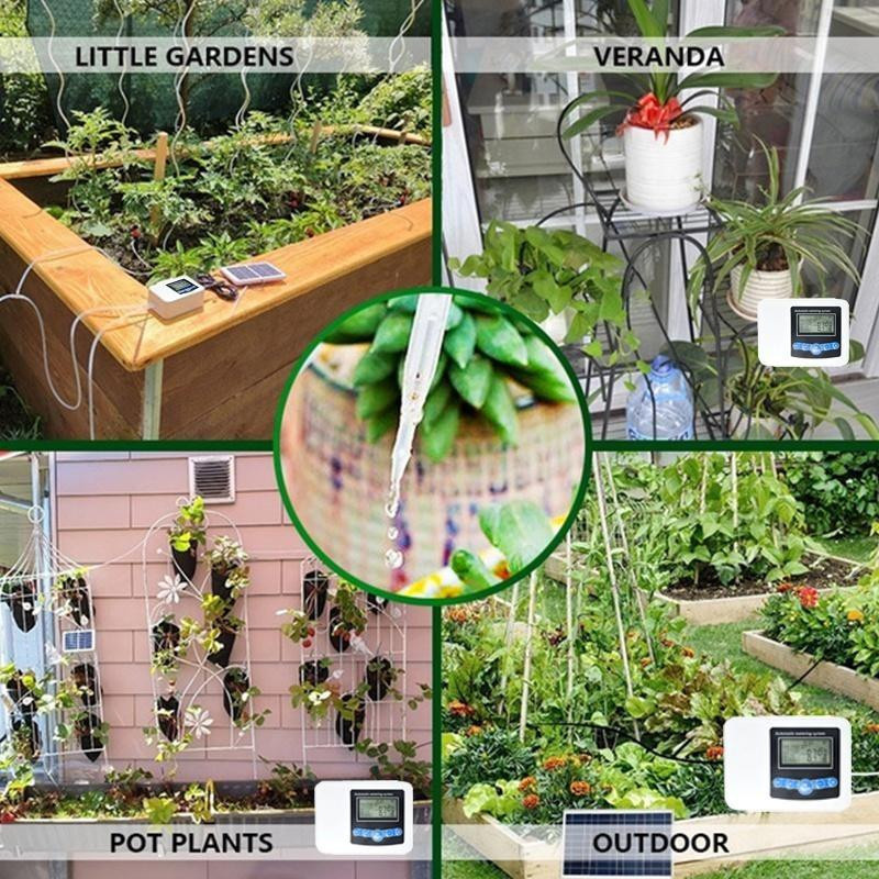 Bling Bling Goods Automatisches Garten-Tropfbewässerungssystem mit Solar-Controller, digitalem Timer und Doppel-Pumpe - Bild 6