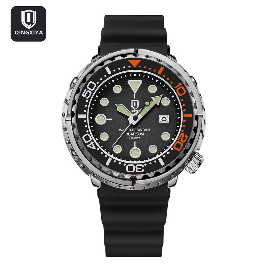 QINGXIYA Armbanduhr, Quarz, Silikonarmband, Schwarz, Herren - Bild 2