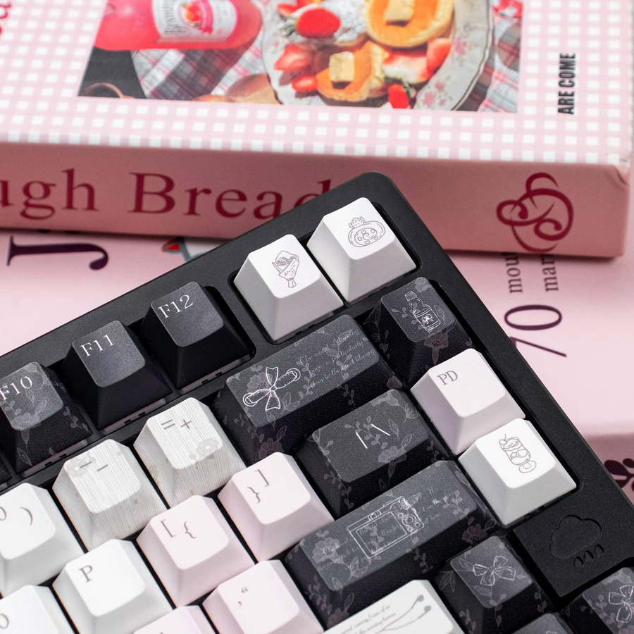 Venit Keys Black Veil Keycaps in Schwarz und Pink, Dye-Sub PBT Cherry Profile für mechanische Tastaturen mit MX-Switches - Bild 3