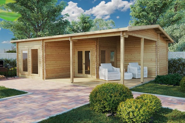 Blockbohlenhaus Hansa Holiday B 9x7m als Blockhaus oder Ferienhaus - Bild 1