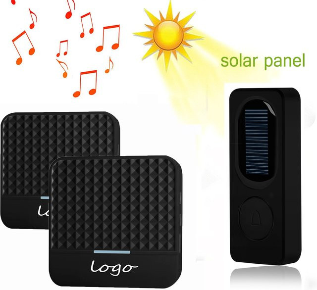 Solar Funk-Türklingel Set Schwarz mit Chime, IP65 Wasserdicht und 300m Reichweite - Bild 1