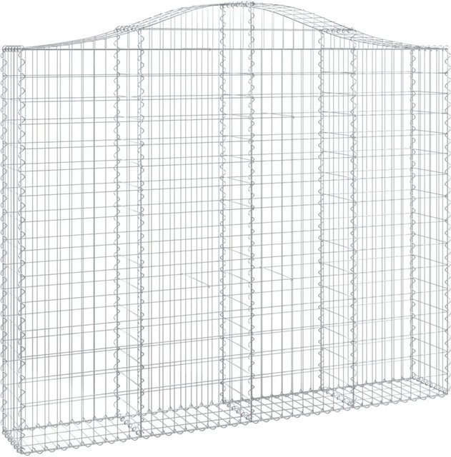 vidaXL Gabionen mit Hochbogen Set aus verzinktem Eisen in Silber, 4 Stück, B/T/H: 200 x 30 x 160/180 cm - Bild 1