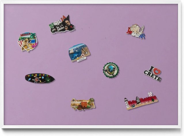Tulup Magnettafel Metall als Magnetpinnwand für Urlaubsmagnete in Pastellviolett mit weißem Rahmen, Breite: 100 cm, Höhe: 70 cm - Bild 1