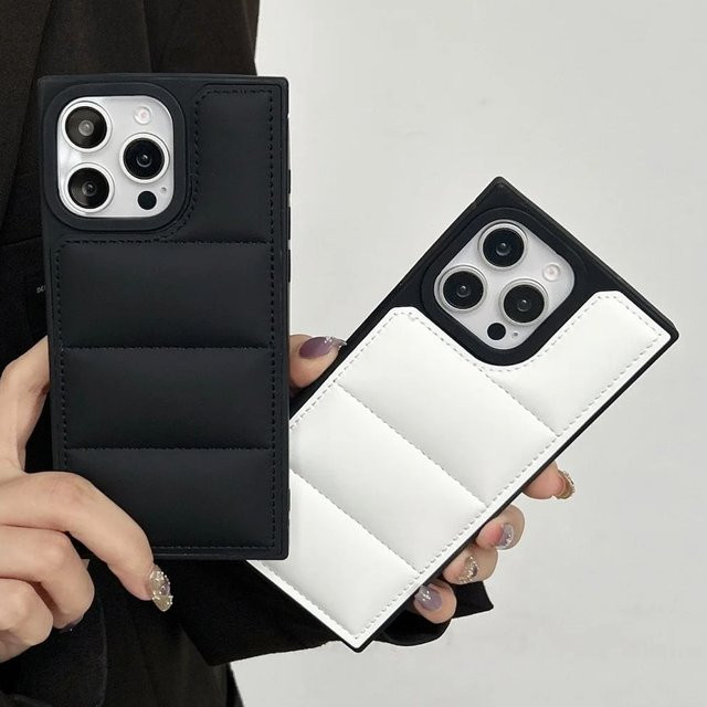 Mode Winter Daunenjacke Silikon Handyhülle für Apple iPhone 16 15 14 13 Pro Max in Weiß - Bild 1